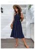 Vestido playero midi bohemio azul con lunares y tirantes Jia